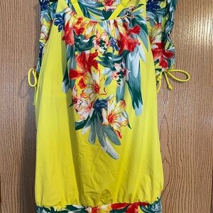 Vibrant Floral Yellow Two Piece Bathing Suit